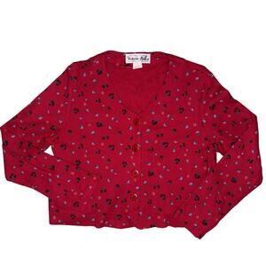 vintage Victoria Holley cardigan red women’s size medium button up thermal knit